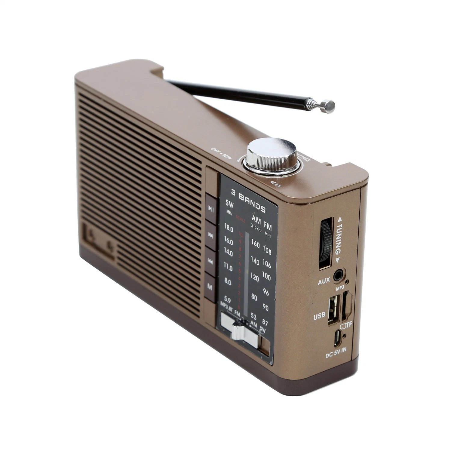 Ligação sem fios Tw92bt Rádio portátil FM 3bands USB TF MP3 Leitor com coluna Bt e entrada DC 5V in Aux in Macaco