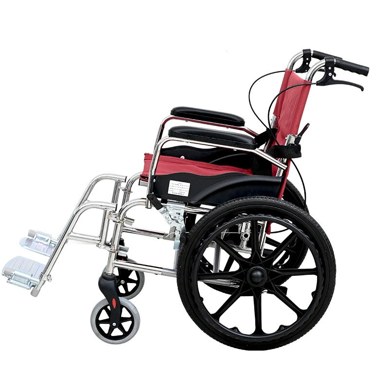 [Pw-8012] Lightweight Foldable Manual Self-Propelled Active/Passive Wheelchair with Backrest and Brakes in Aluminum Alloy or Steel as Hospital Equipment