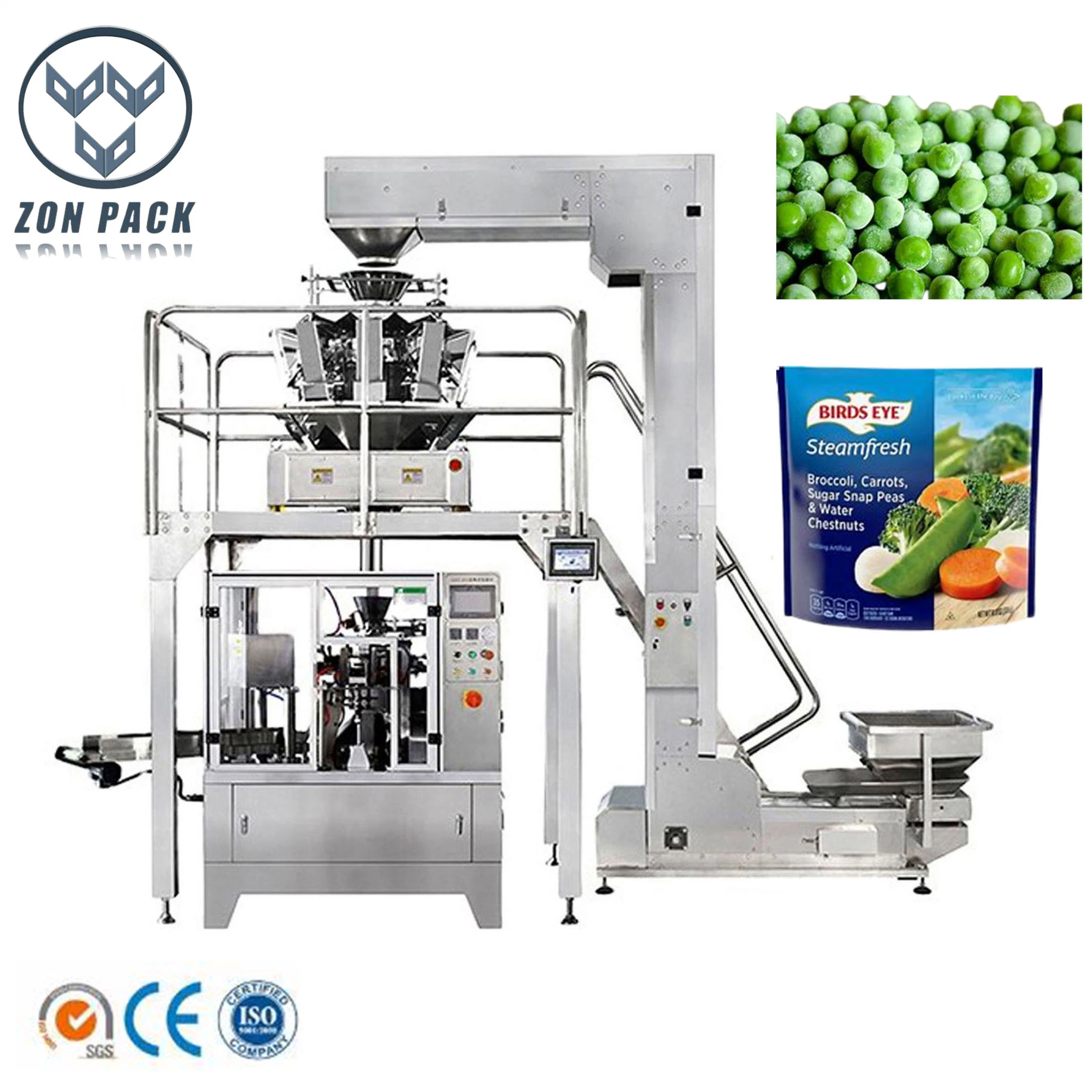 Automatische Vorgefertigte Reißverschluss Tasche Doypack Bean Grain Nut Snack Lebensmittelwiegung Füllen Versiegelung Verpackungsmaschine