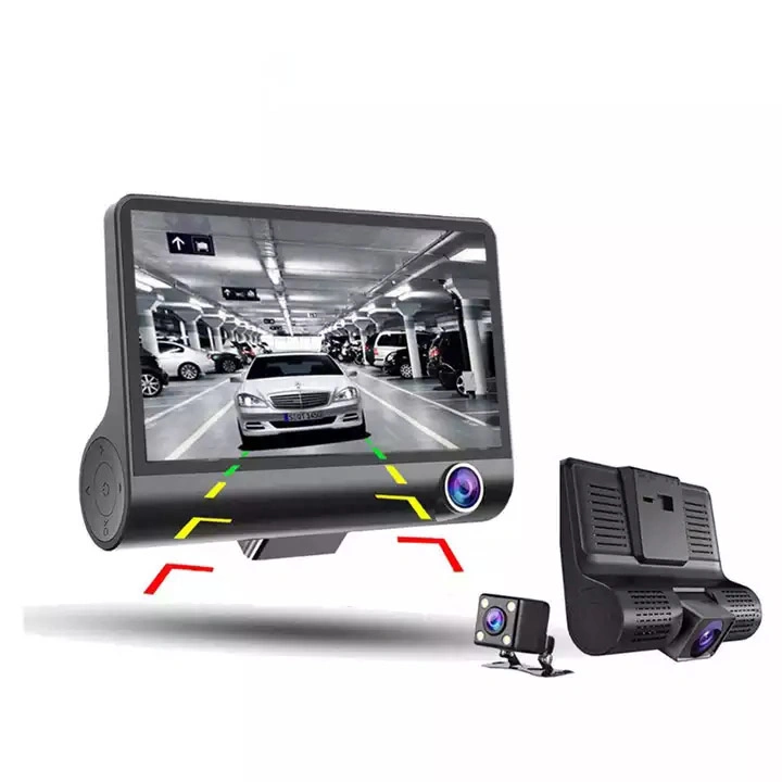 4 Inch IPS 3 Channels Dash Cam HD Night Vision 1080P Dashcam Front Rear and Inside 3 Cameras Car DVR 3 Lens Car Dash Camera