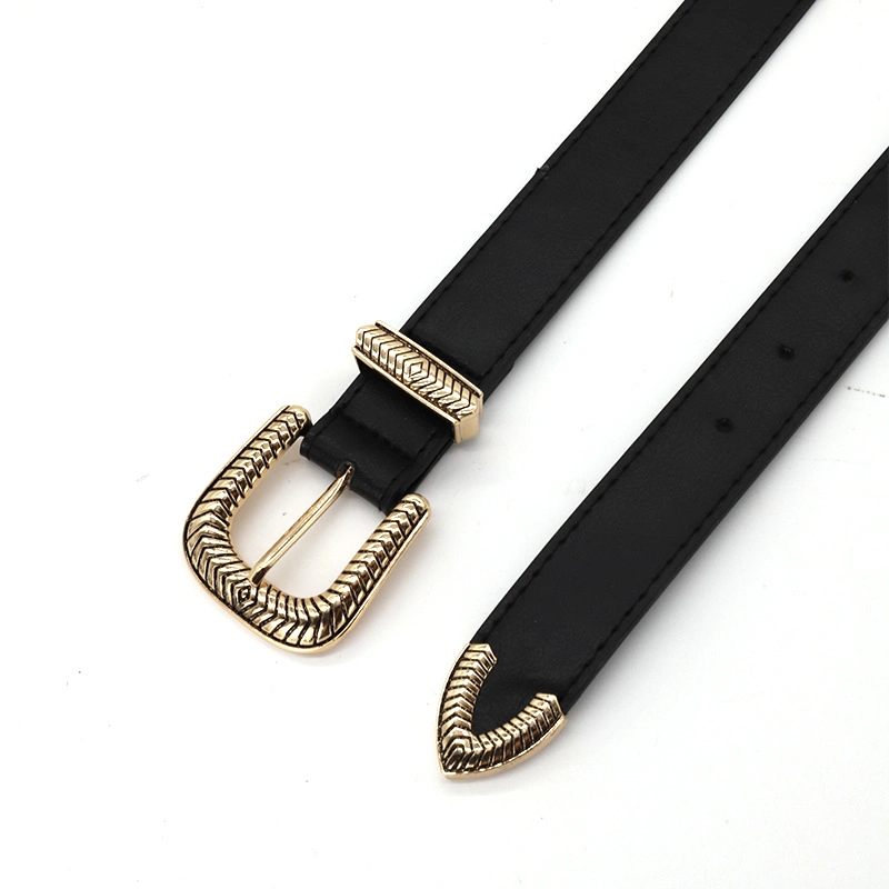 Original Factory Selling Alloy Buckle Women Diamond Wide Leather Belt