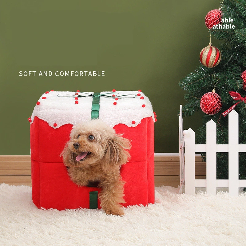 Full-Closed 2 in 1 Large Space Winter Warm Christmas Snow Pet Bed Cat Kennel Nest Dog House