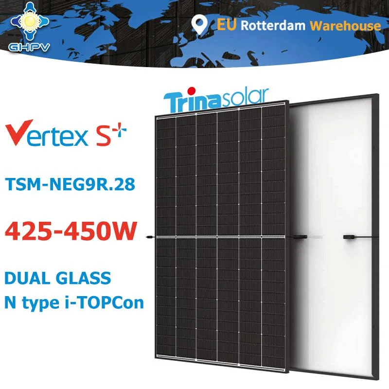 EU Stock Trina Solar Vertex S+ TSM-Neg9r. 28 módulo Solar 425W 430W 435W 440W 445W 450W Paneles Solares de bastidor Negro
