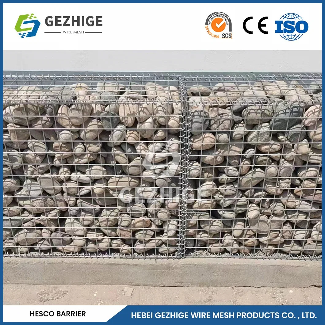 Gezhige 3.0-4.0mm Selvedge Wire Thickness Industries Galvanized Gabion CE Certification Galvanized PP Gabion Bag China Low Cost Anti-Explosion Gabion Net