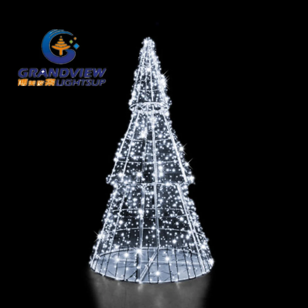 3D LED blanco de madera de pino del árbol de Navidad