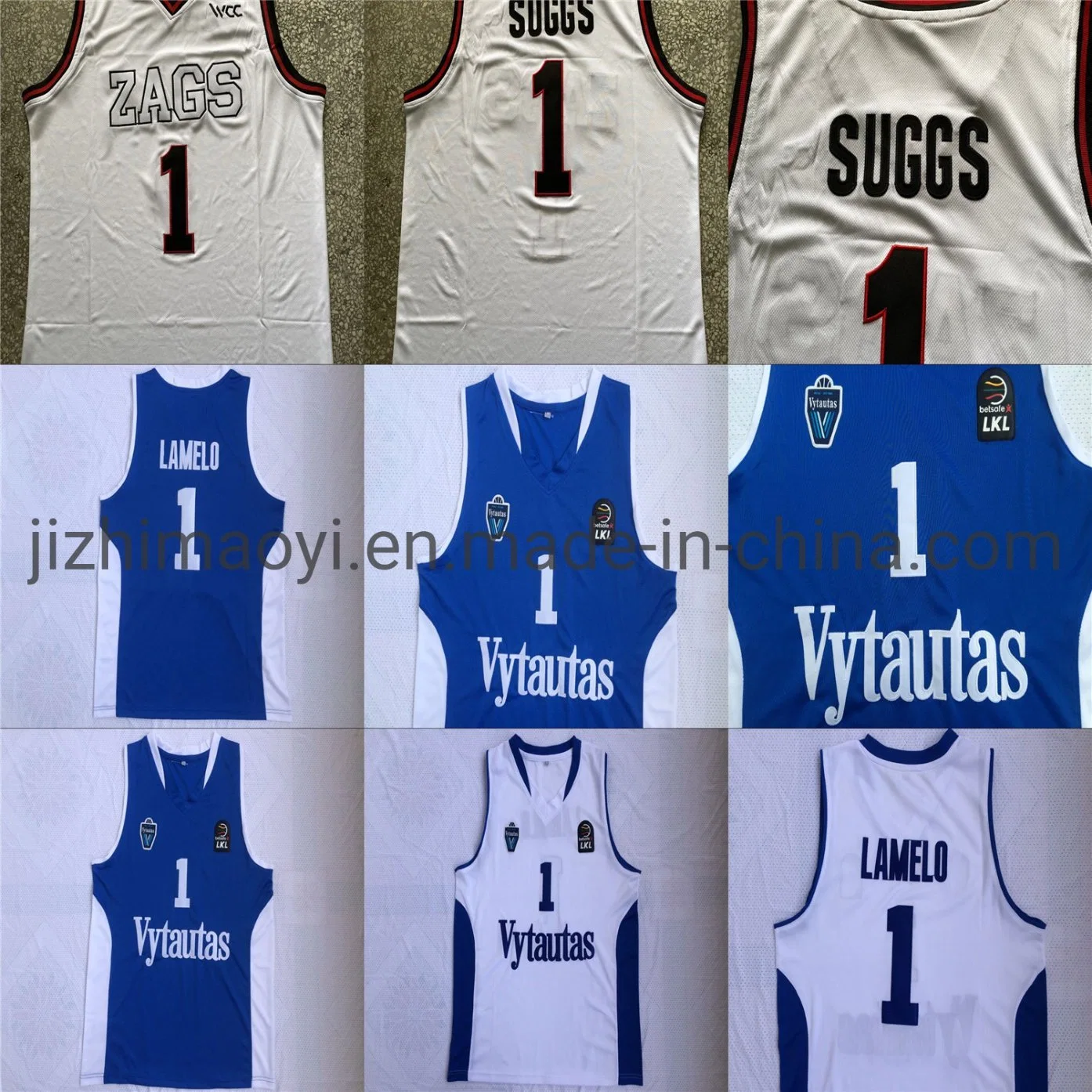 Commerce de gros bon marché Tee-shirt de la NCAA Basket-ball Sports Vytautas Jersey personnalisé s'use