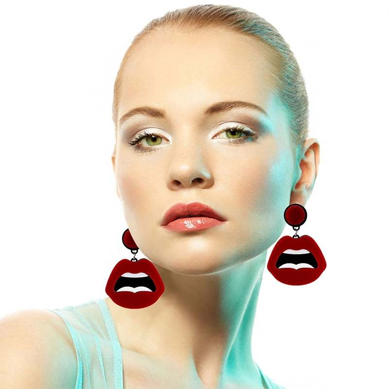 Mode New Design Schmuck für Frauen Sexy Lippen mit Acryl Extragroße Ohrstecker Mit Haken