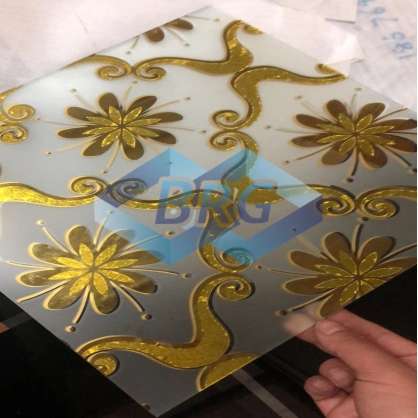 Ice Flower Design Frosted Glass Acid Etched Glass