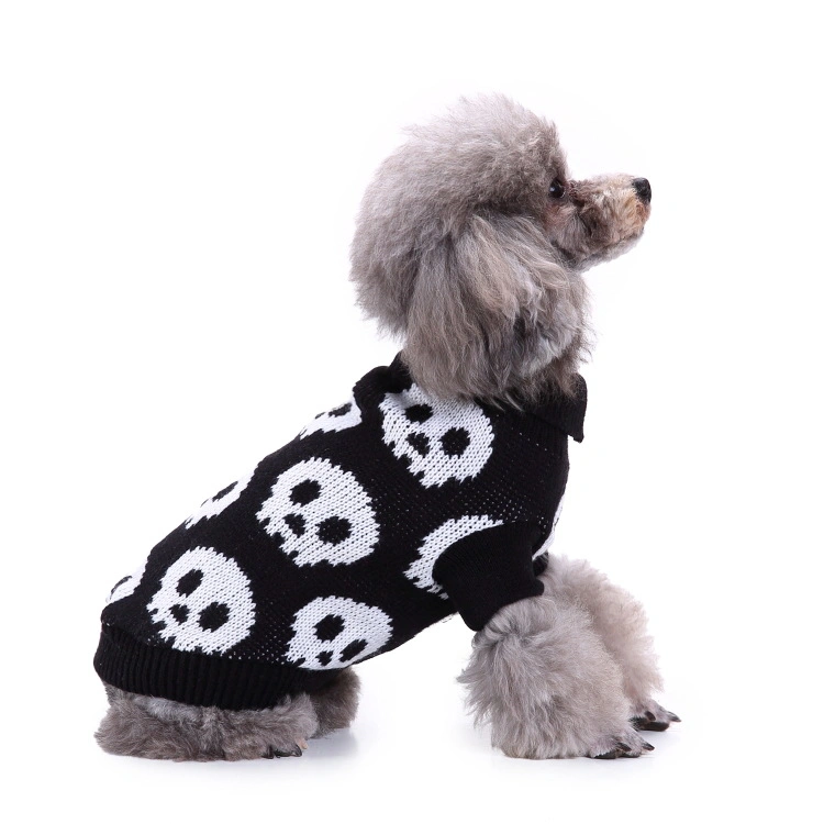 Pet Pullover Skelett Pullover Skull Schwarz Weiß Pullover Halloween