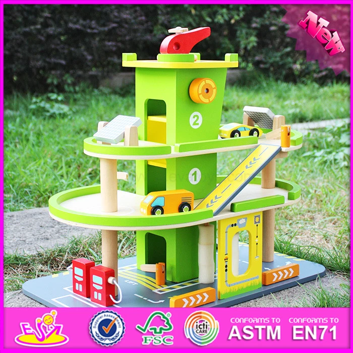 2016 New Design Funny Children Wooden Cartoon Parking Lot Toy W04b037