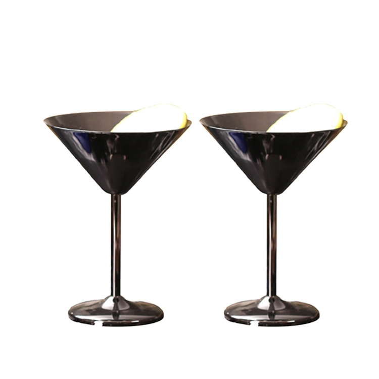 250ml Schwarz Strass Martini Glasleiste Party Edelstahl Martini Brillenset