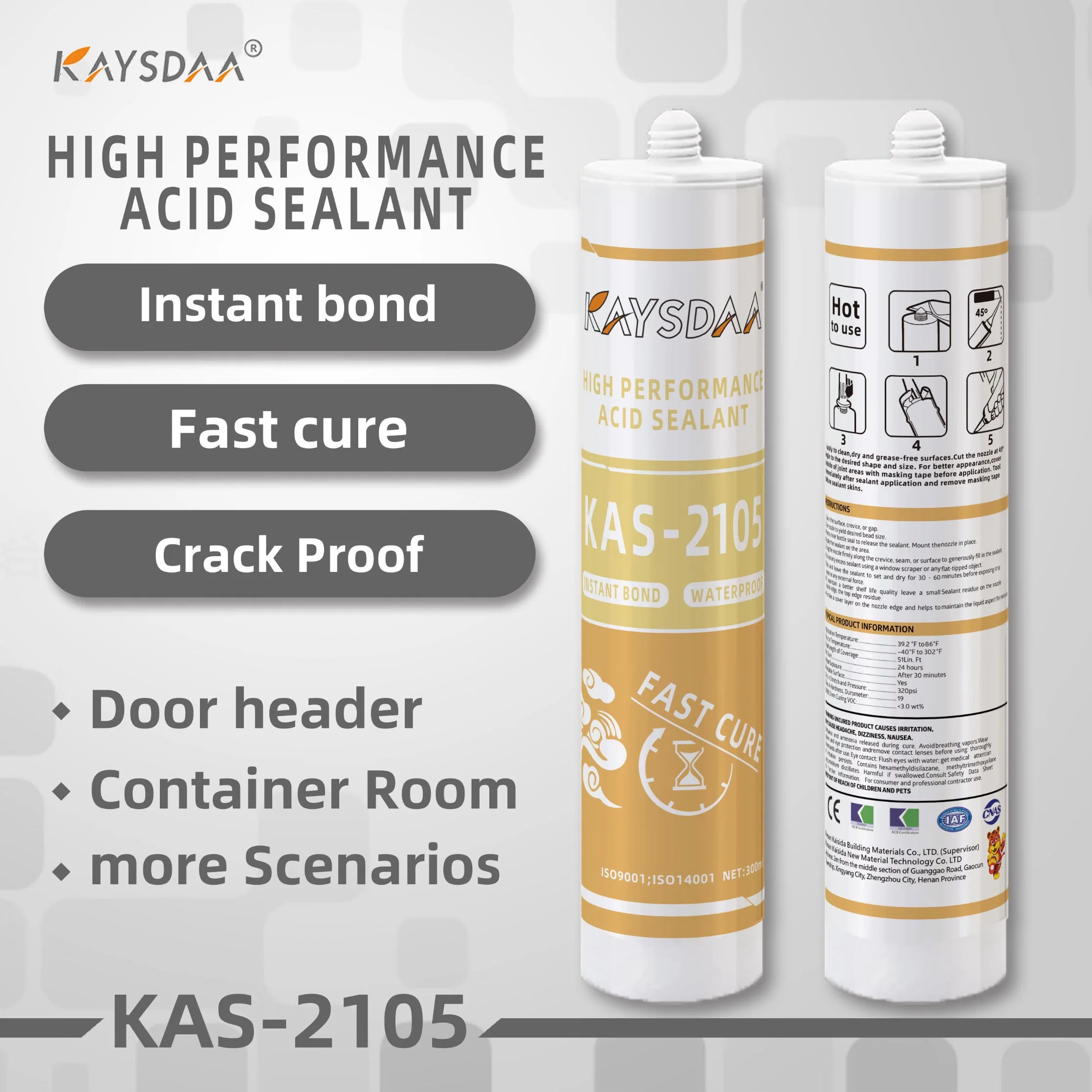 Kas-2105 Acid Sealant Specifically Designed for Exhibition Cabinets, Various Decoration Project