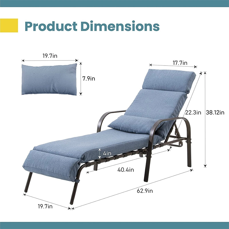 Muebles modernos al aire libre Sling de aluminio Reclining Beach tumbona regulable Silla con 5 puestos