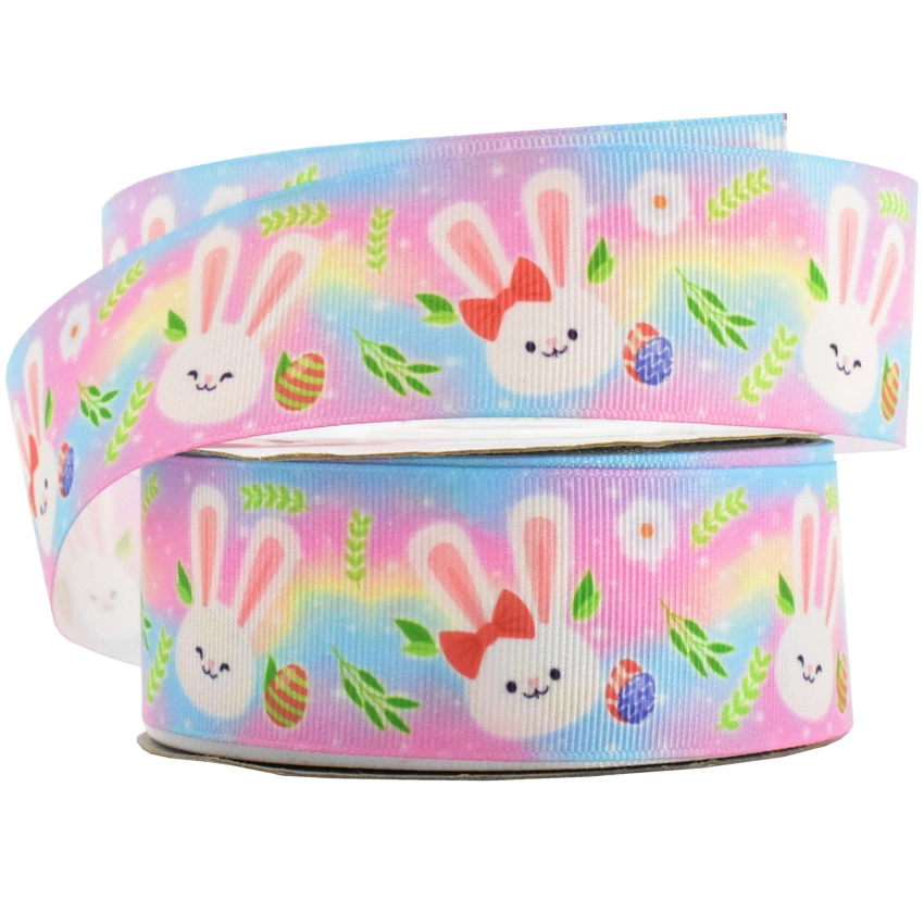 Happy Easter Ribbons Craft Wreaths Making Decoration Supplies Custom Assorted Easter Egg Rabbit Printed Ribbon