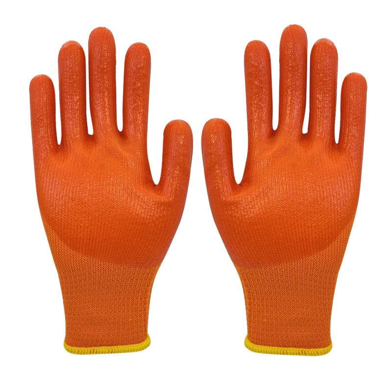 Acrylic Polyester Knitted Terry Liner Winter Latex Glove for Outdoor Work