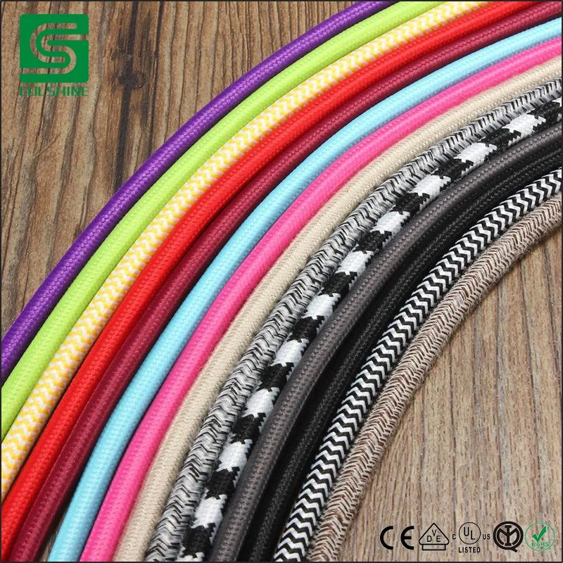 Vintage Colored DIY Twist Braided Fabric Flex Cable Wire Cord