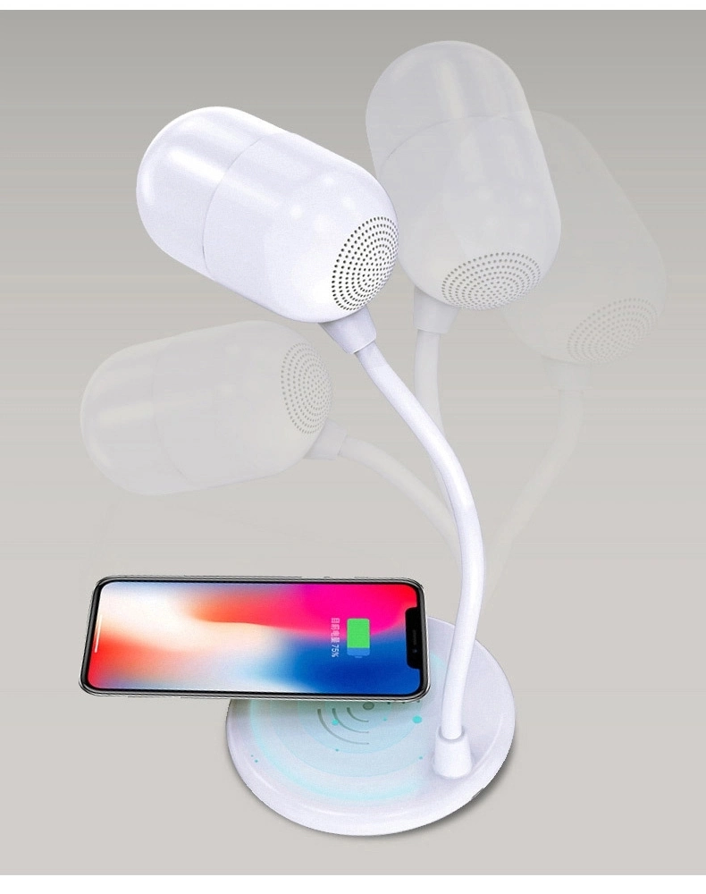 LED Table Lamp with Speaker Book Night Light Wireless Charging LED Table Lamp