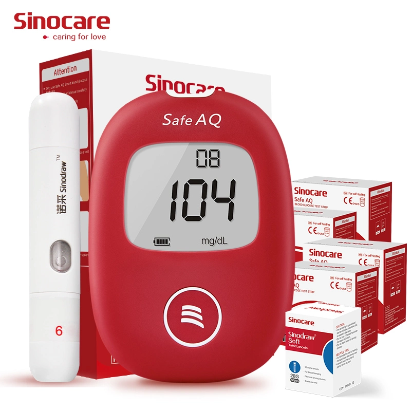 Medidor de glucosa Sinocare Diabetes azúcar Kit de prueba de azúcar en sangre, azúcar en sangre Medidor de glucosa con tiras reactivas Lancet