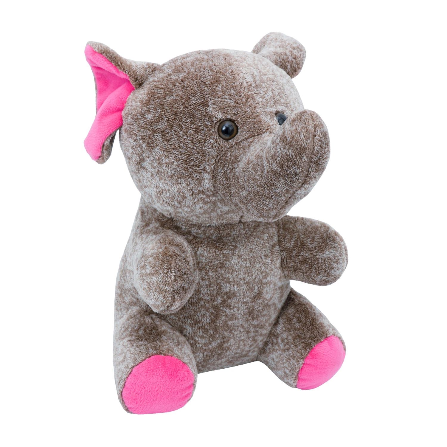 Jouet pour bébé en peluche douce et rembourrée, adorable éléphant assis avec une écharpe.