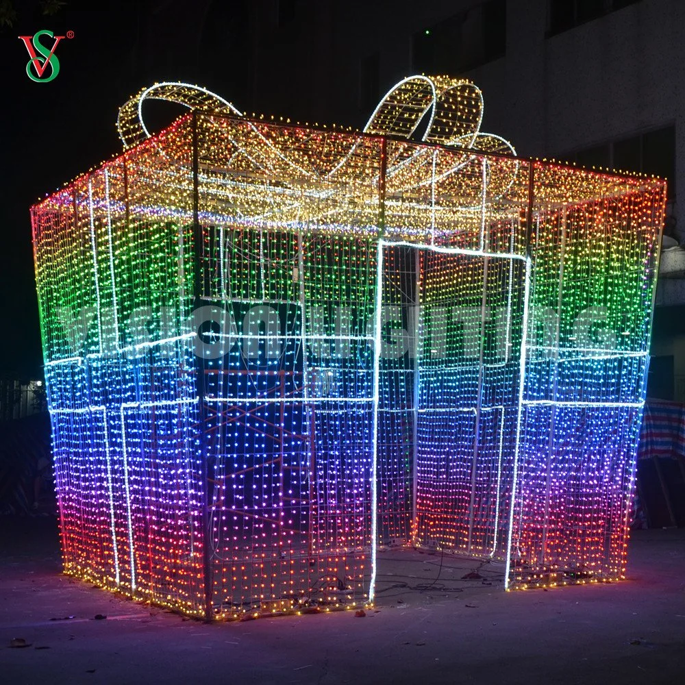 Programmed DMX 512 RGB Large Christmas Gift Box Motif Light