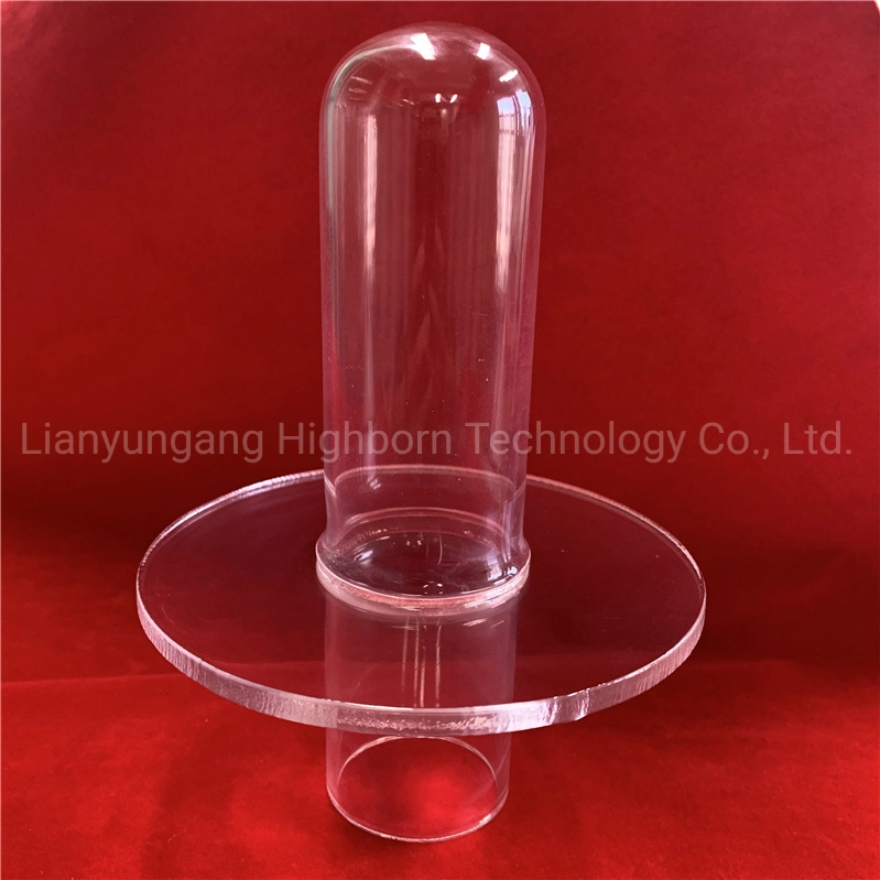 Customized Light Transmission Properties Clear Lab Research Round Bottom Flange Quartz Glass Tube for Chemical