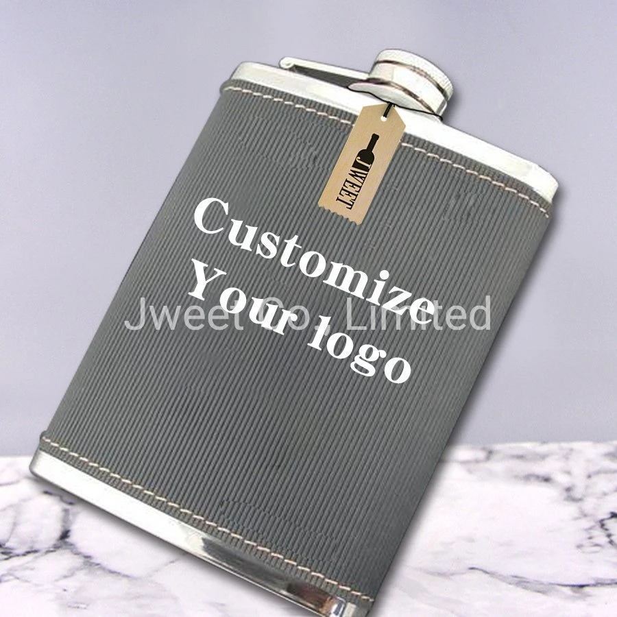 10oz Wisky Whiskey Black Flask Stainless Steel Hip Flask Leather