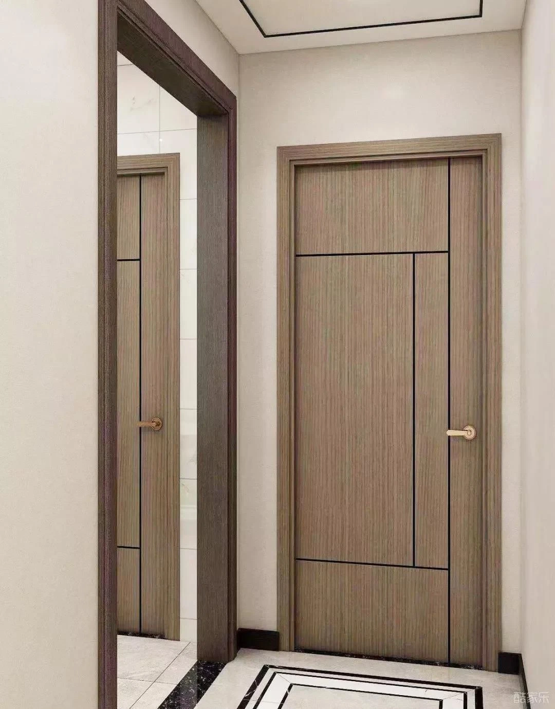 Light Color Interior Flat Wooden Partition Swing Doors Entry Bedroom Flush Doors