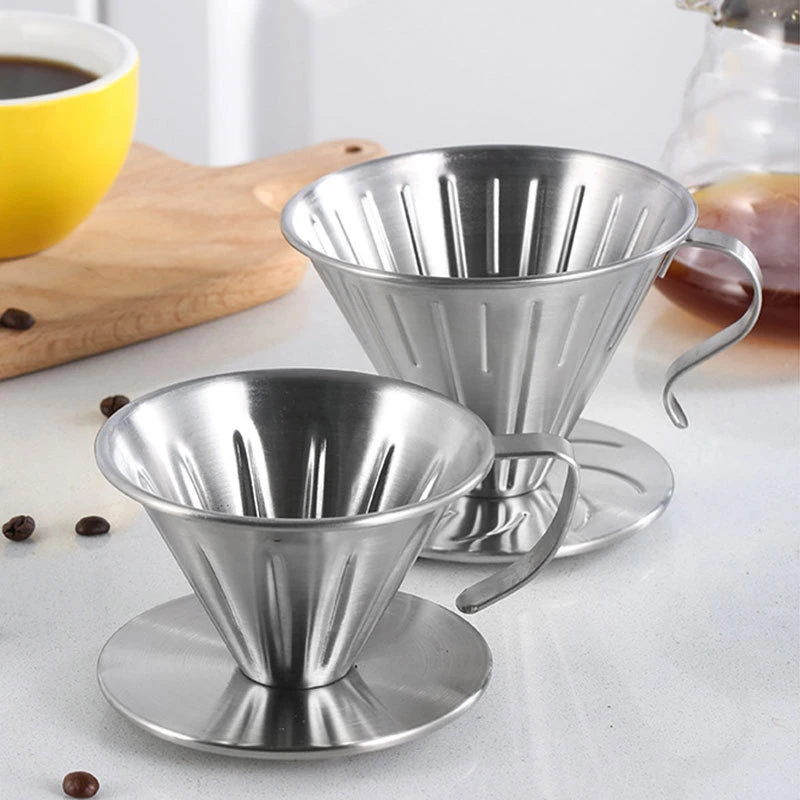 Stainless Steel Coffee Dripper Coffee Filter Reusable Double Layer Filters Funnel Coffee Dripper Filter Cup Durable Coffee Brew Tools