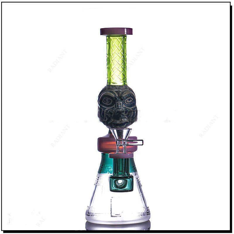 9.3inch 3D Carved Stone Glass Water Pipe Showerhead Oil Rig for Smoking