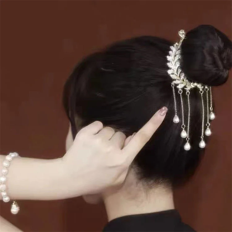 Crystal Rhinestone Tassel Hair Clip for Girl Bride Accessories