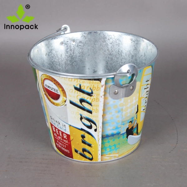 La impresión de metal galvanizado cerveza cubo de hielo