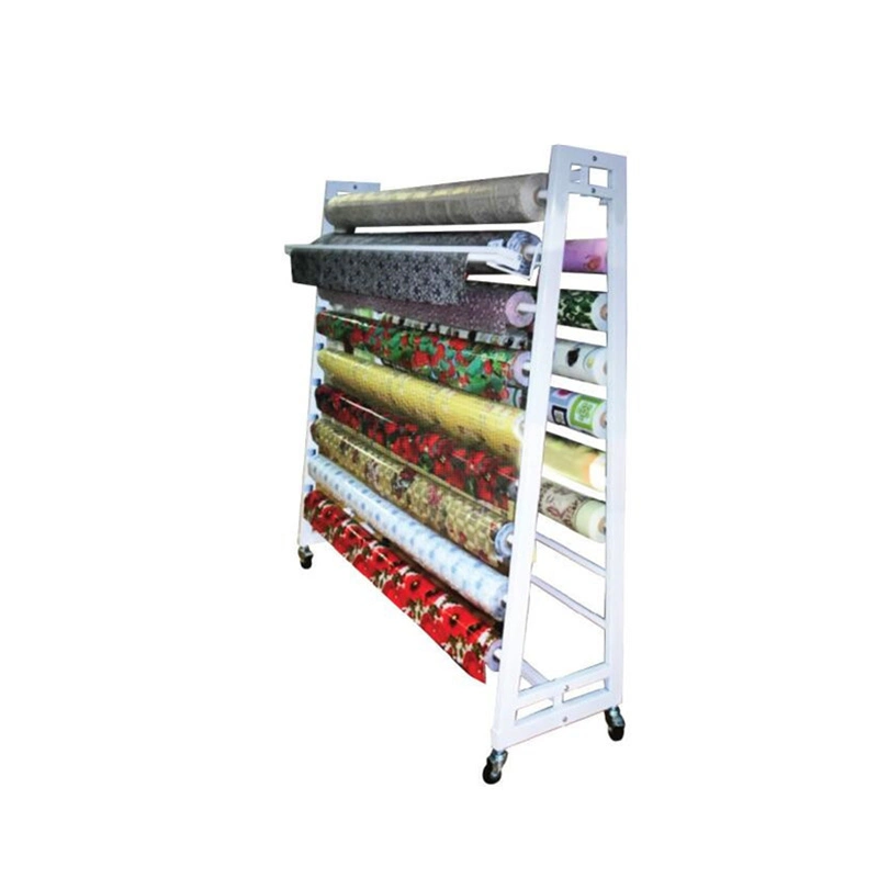 Cloth Display Rack with Cutter Rolling Fabric Rolls Display Rack