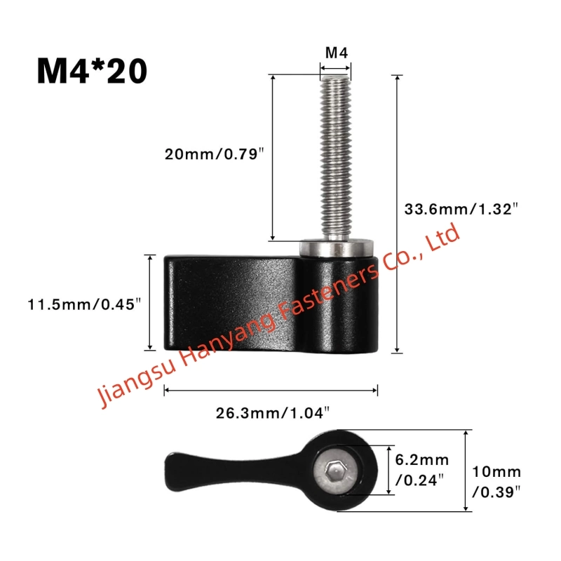 M4*20mm Screw with Handle Thumb Screw Rotary Knob Adjustable Thumb Screw