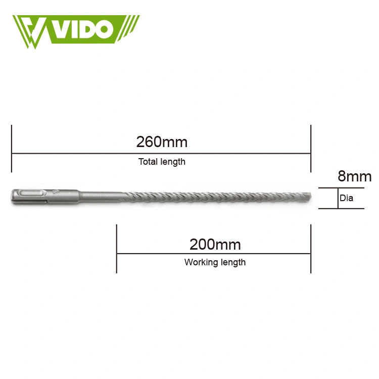 Vido 8mm 260mm Length SDS Plus Hammer Drill Bits for Concrete