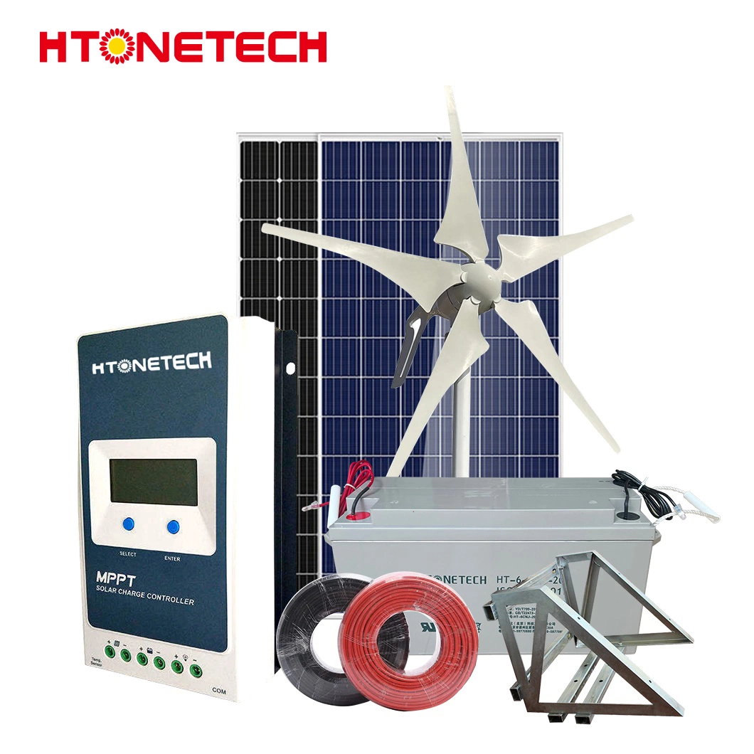 Htonetech 150W Solar Panel Mono Wholesale/Supplierrs Solar Energy System Hybrid China Home Wind Power System with Wind Power Set