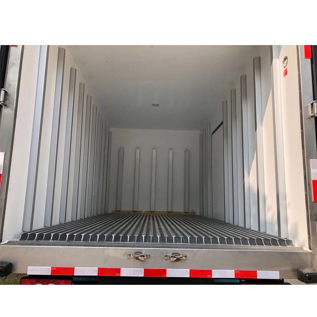 XPS/PU Insulation Rear and Side Door Checker/T Floor Frozen Meat Seafood Chicken Vegetable Corrosion Resistance FRP Sandwich Panel Refrigerator Truck Body Box