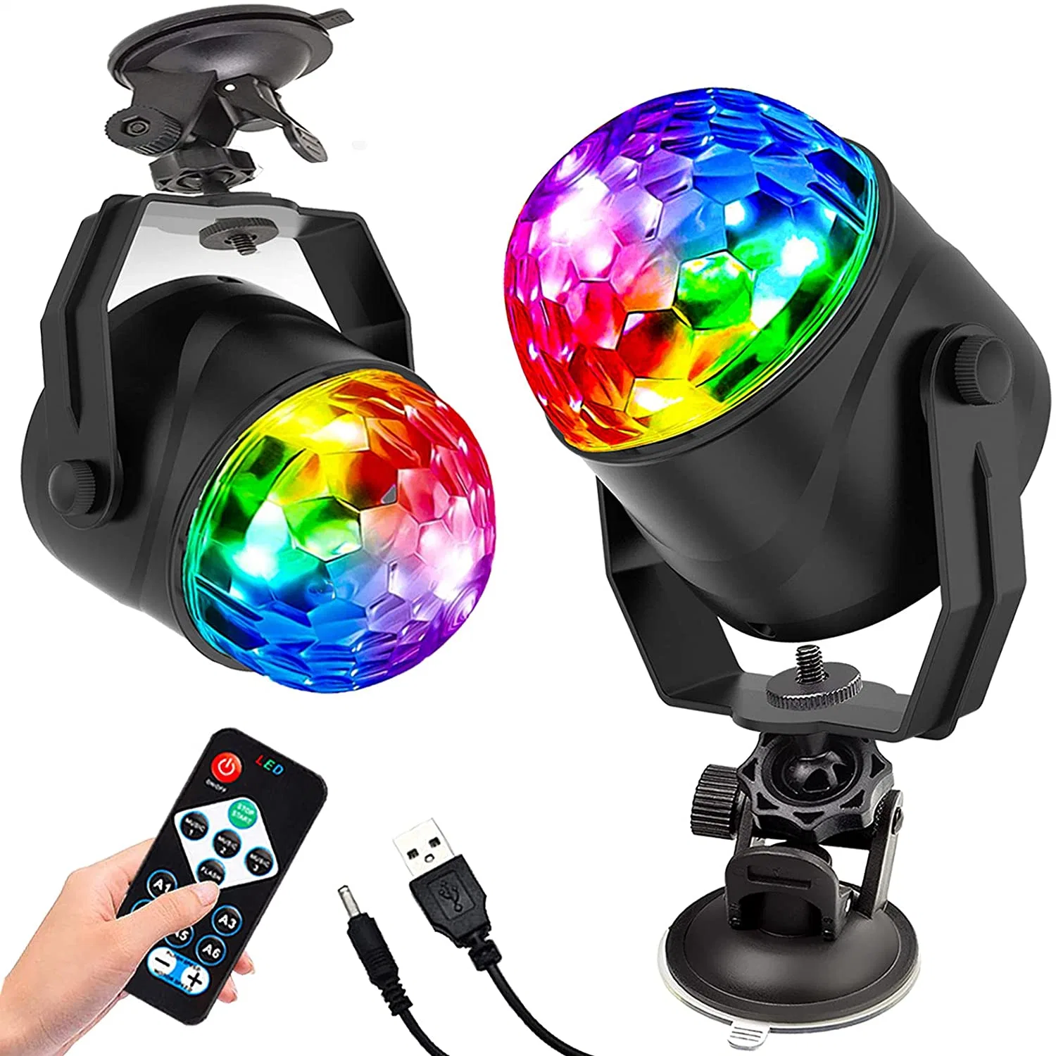 Disco Ball Party Lights, Sound Activated RGB Rotating DJ Stage Strobe Lights with Wireless Remote for Graduation Birthday Wedding Party Decorations 5% off