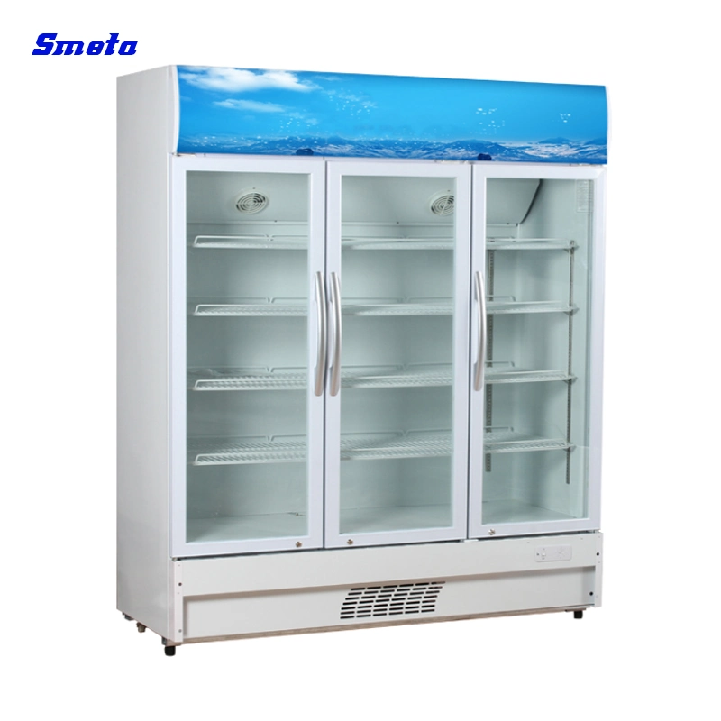 980L 3 Doors Stand Type Shop Use Drink Fridge Display