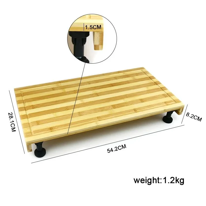 Dual-Purpose Chopping Board Bamboo and Stovetop Cover Cutting Board with Adjustable Legs