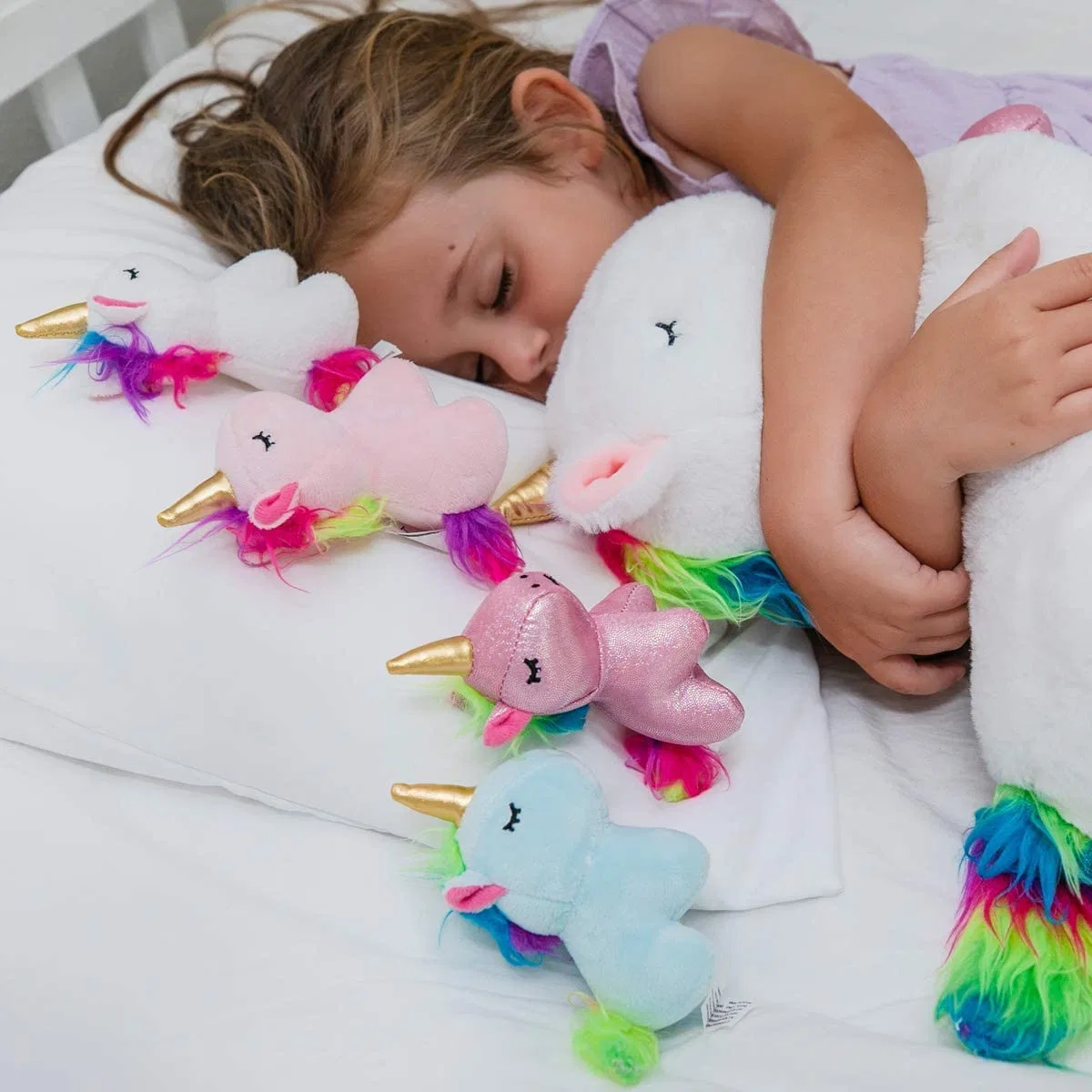 Unicorn Stuffed Animals Plushie Mommy Unicorn with 4 Baby Unicorns Plush Toy