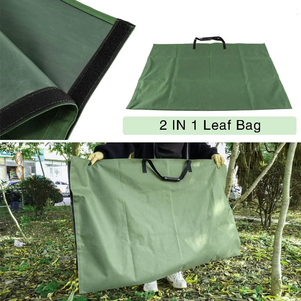 Bolsa de hojas para recoger hojas Jardín reutilizable Yard impermeable 2 En 1 hojas de lona bolsas de basura de lona con asas