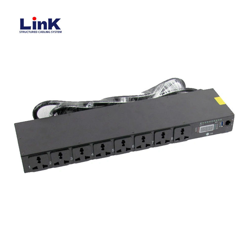 Electric Rack Mount PDU Unit with 8 Outlets Socket Digital Display and Surge Protection