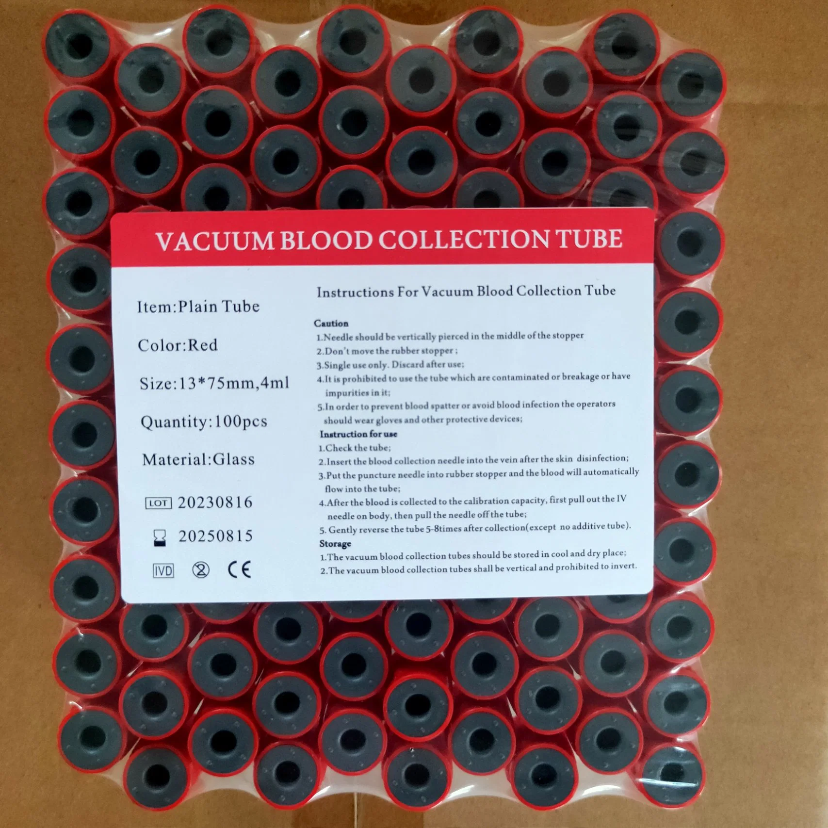 Clot Activator Red Cap Blood Collection Container CE/ISO Certificate