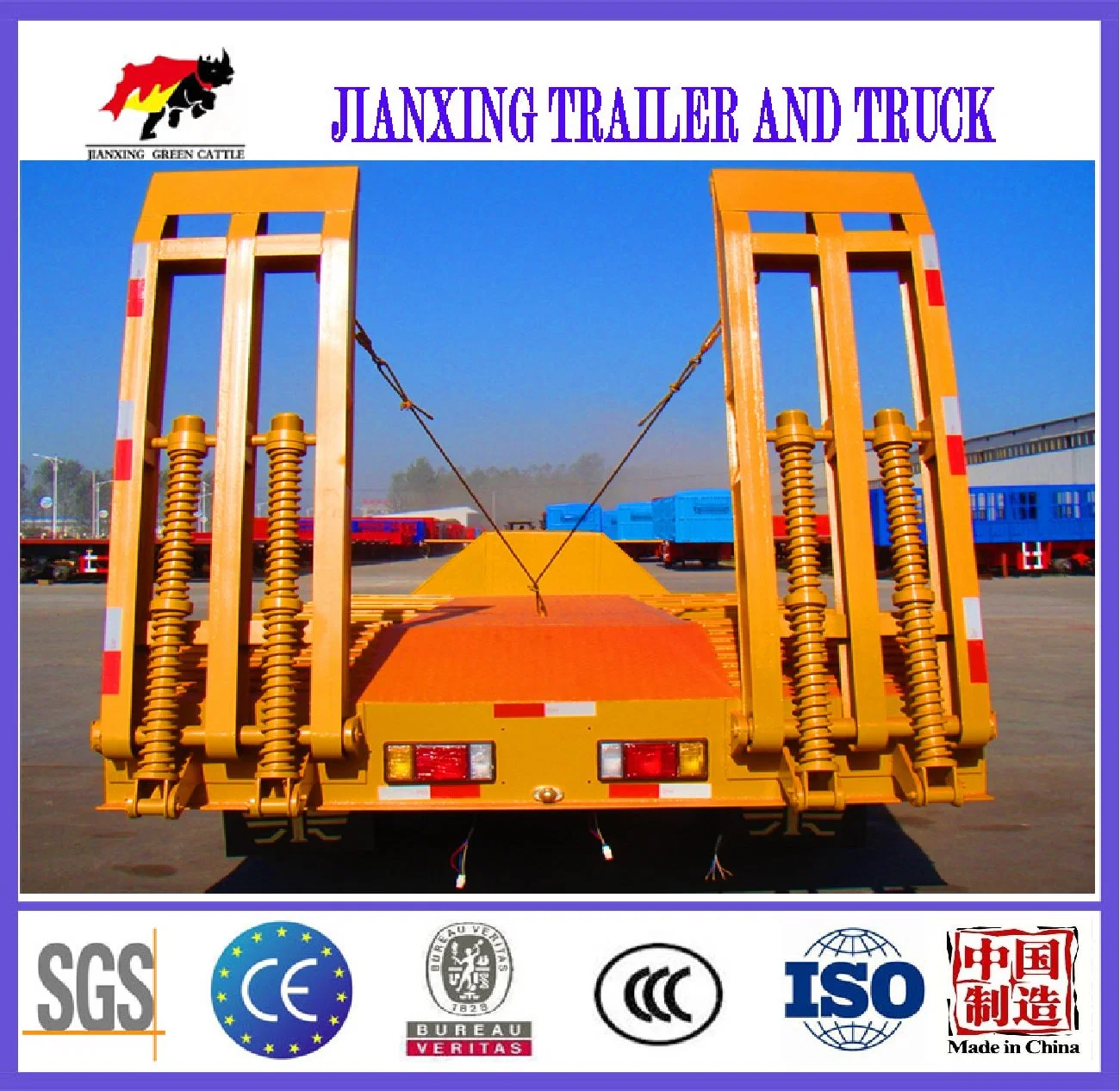 3 Axles 80ton Lowbed Trailers 13m Extendable Lowboy Truck Semi Trailer