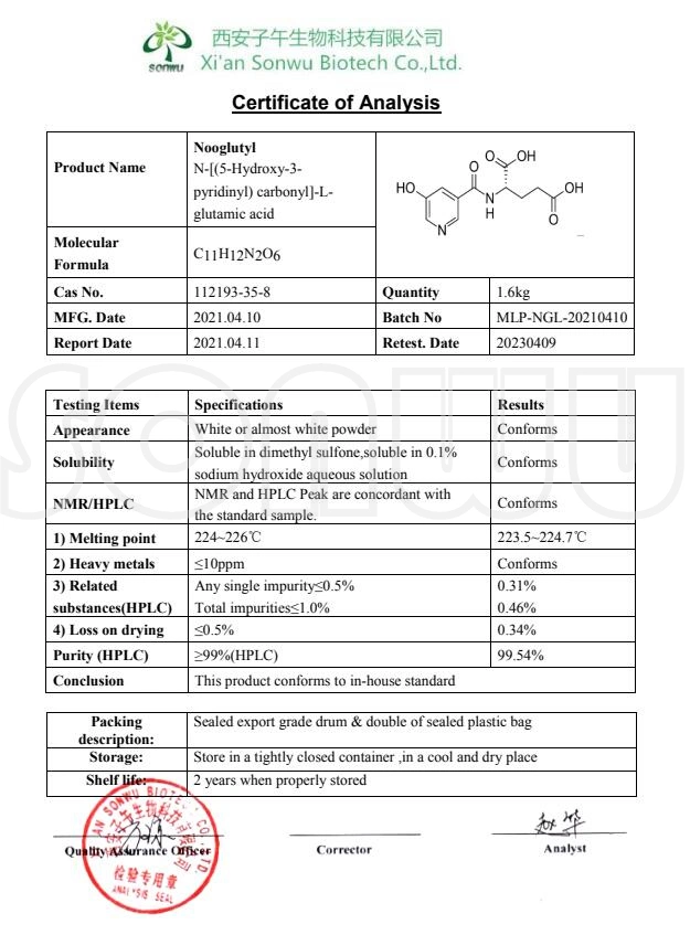 Alimentação Sonwu Nootropics Nooglutyl Nooglutyl em pó