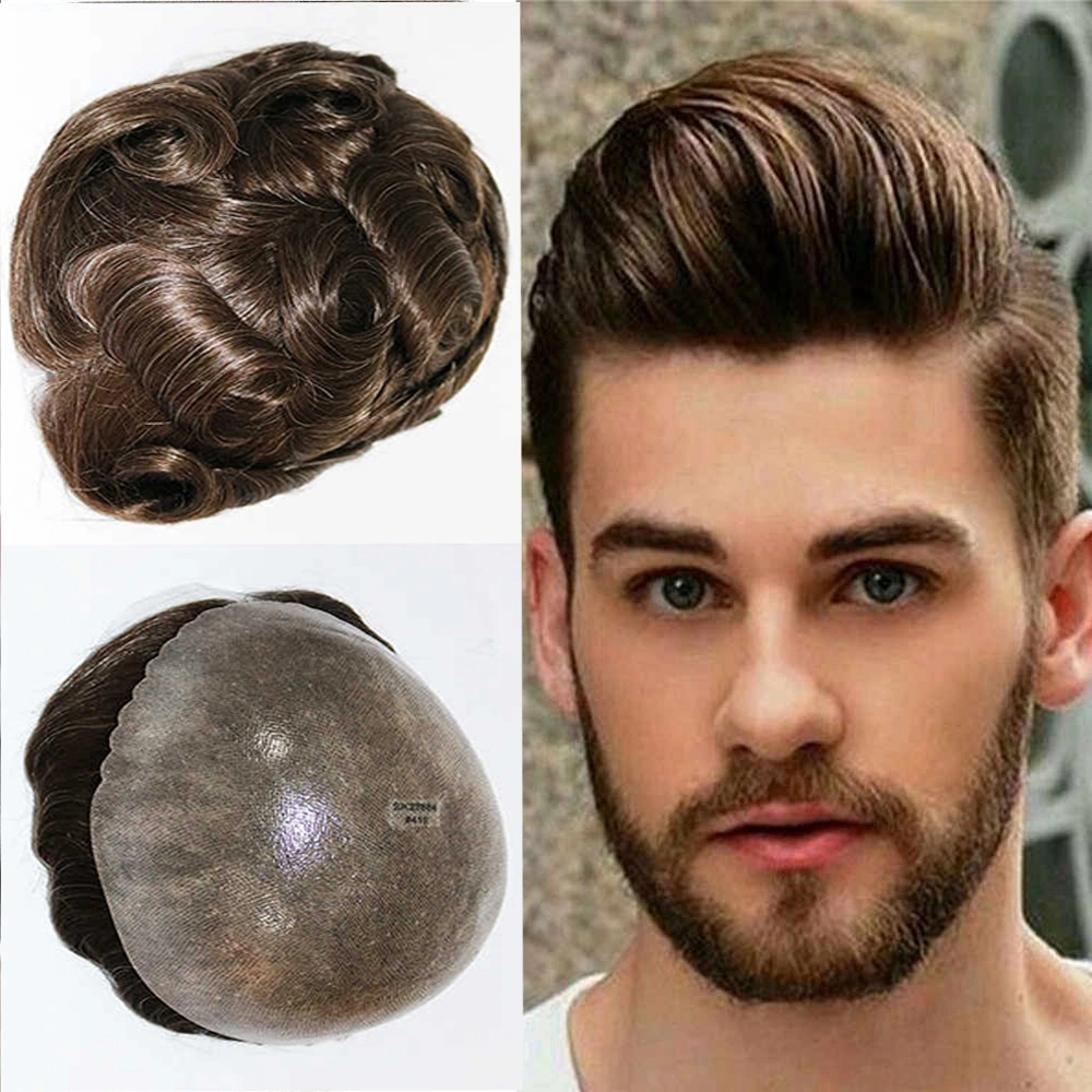 Kbeth Man&prime; S Wigs Factory Wholesale Price 100% Indian Remy Replacement Men Human Hair Toupee Q6 Ready to Ship