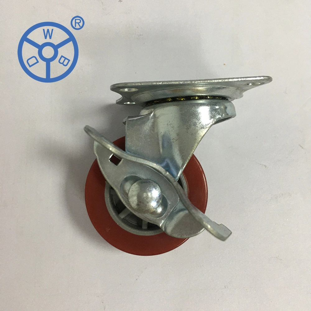 Plastic Trolley Wheels PU Material Fixed 1/1.2/1.5/2/2.5/3inch Stem Caster with Lock Brake