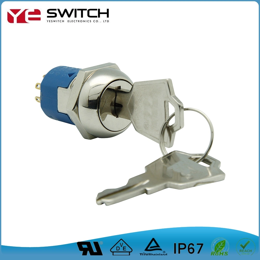 12 16 19mm Electronic 2-3 Position off on Power Key UL Certified Security Cam Lock Micro Key Switch