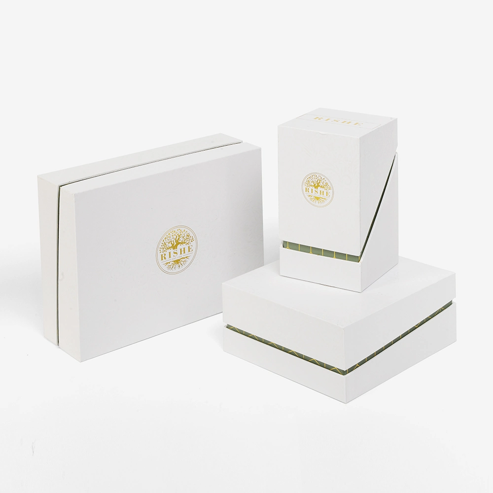 El logotipo de cartón rígido conjunto Rinted cosméticos personalizados cosmética Embalaje doble vidrio reciclado de botellas Embalaje