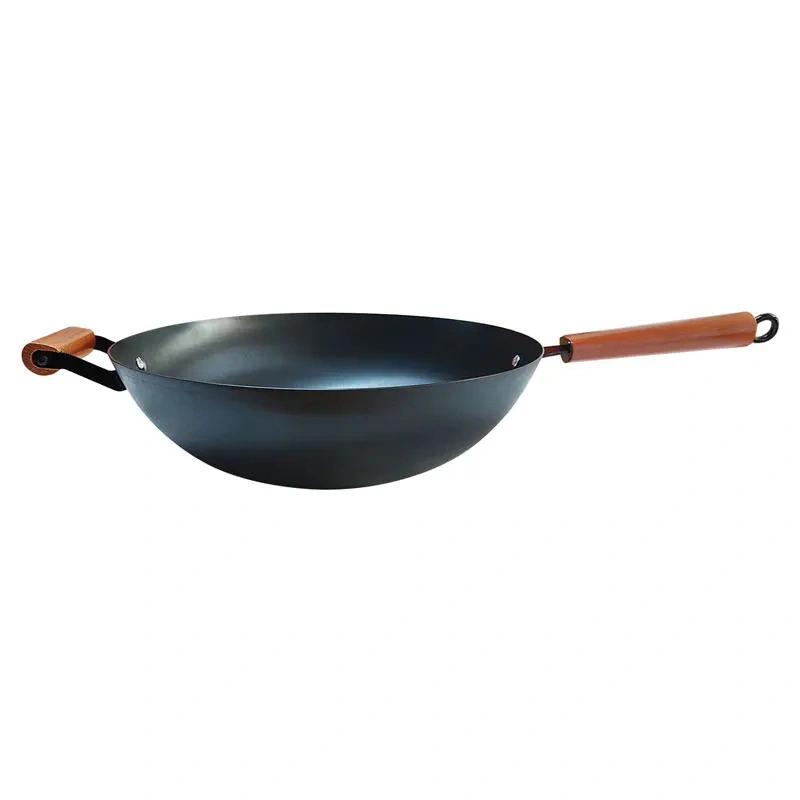 Hersteller Holzgriff Stainless Wok 32cm Hotel Restaurant Ausstattung Wok Pfanne Bratpfanne